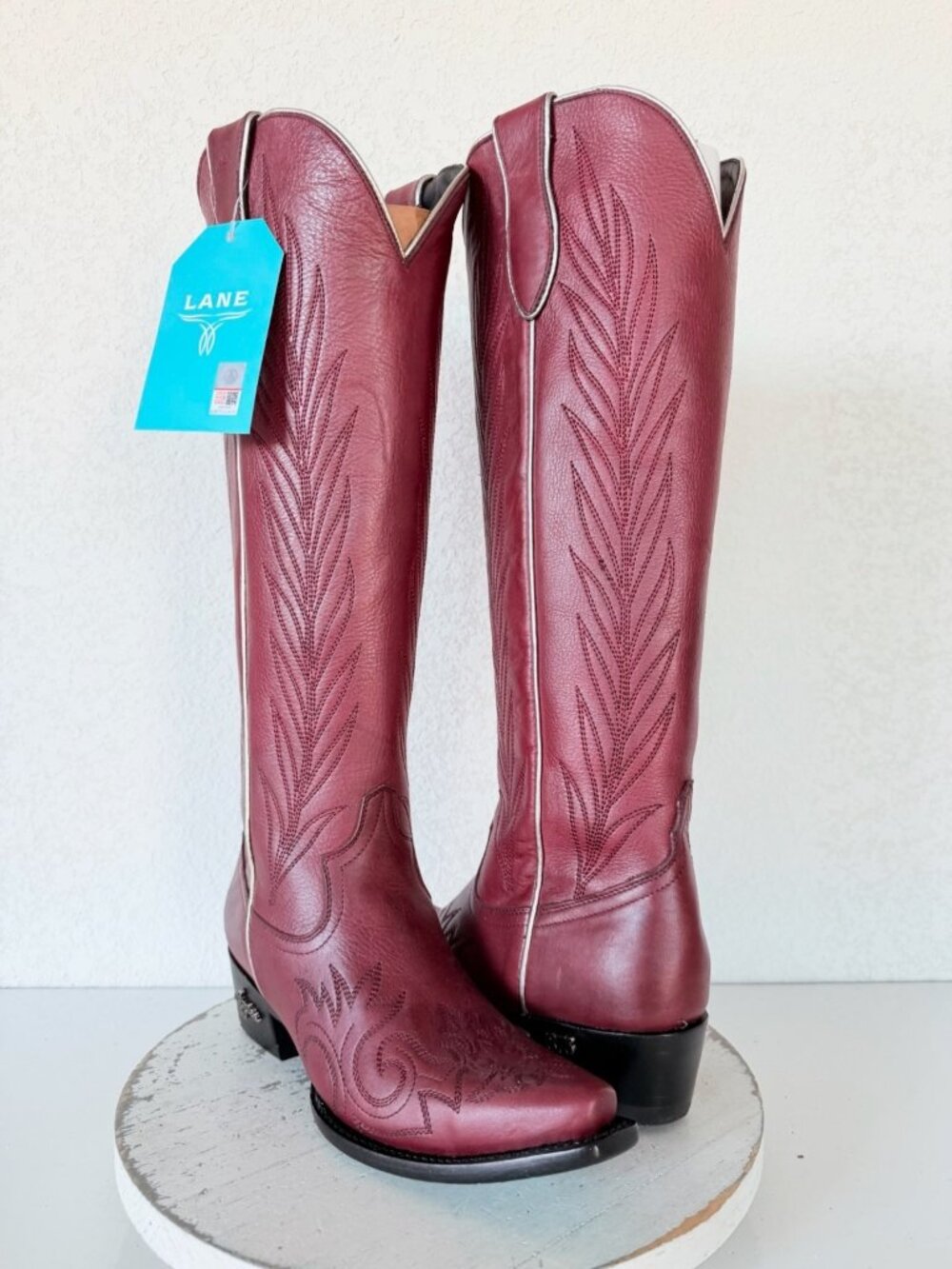 Lane Texas Aggie Cowboy Boots Womens 8 Cowgirl Western Knee High Tall Snip Toe